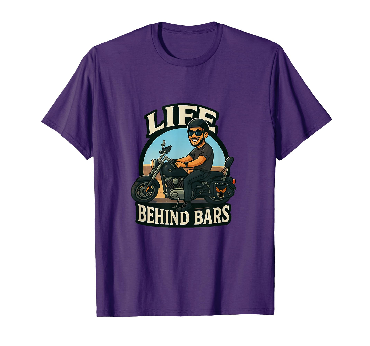 Life Behind Bars Funny Motorcycle Rider Biker Cartoon T-Shirt