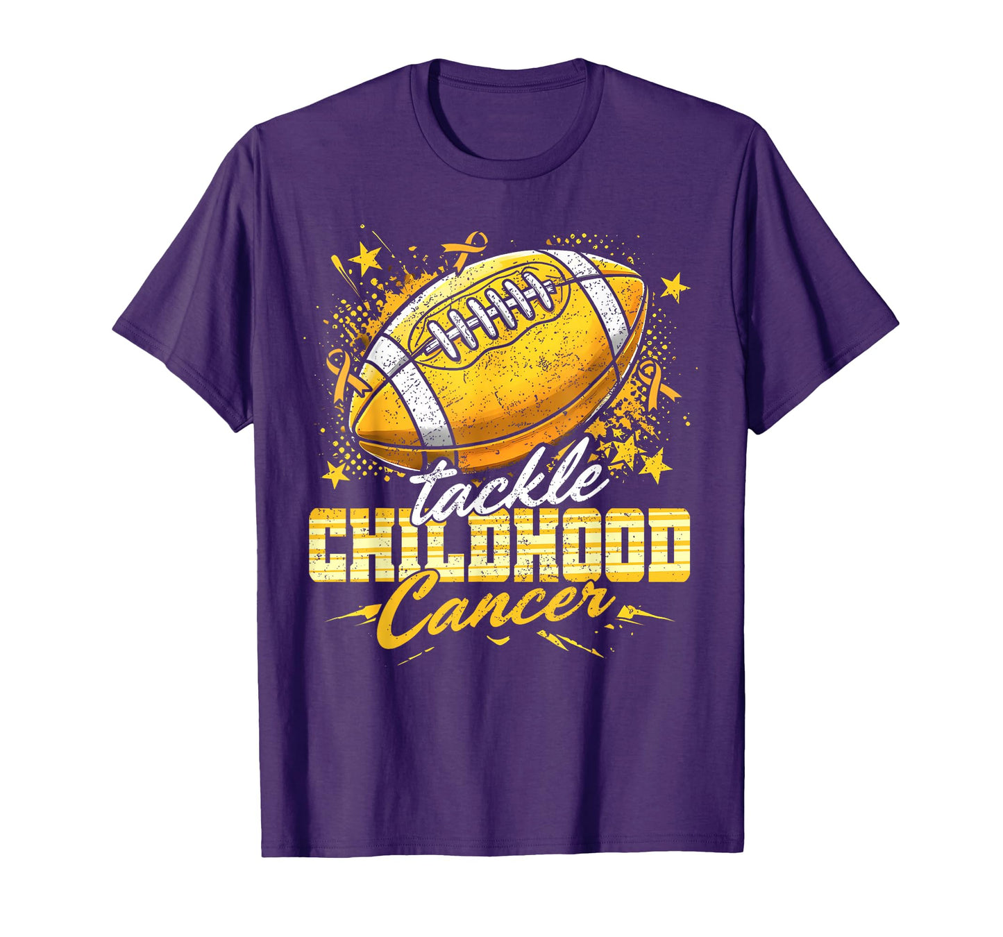 Football Gold Ribbon Tackle Childhood Cancer Awareness Kids T-Shirt