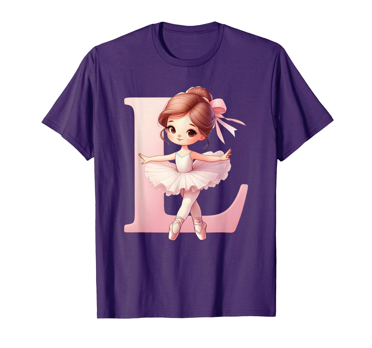 Ballerina Girl Dancing Name First Letter L Girly Tutu Ballet T-Shirt