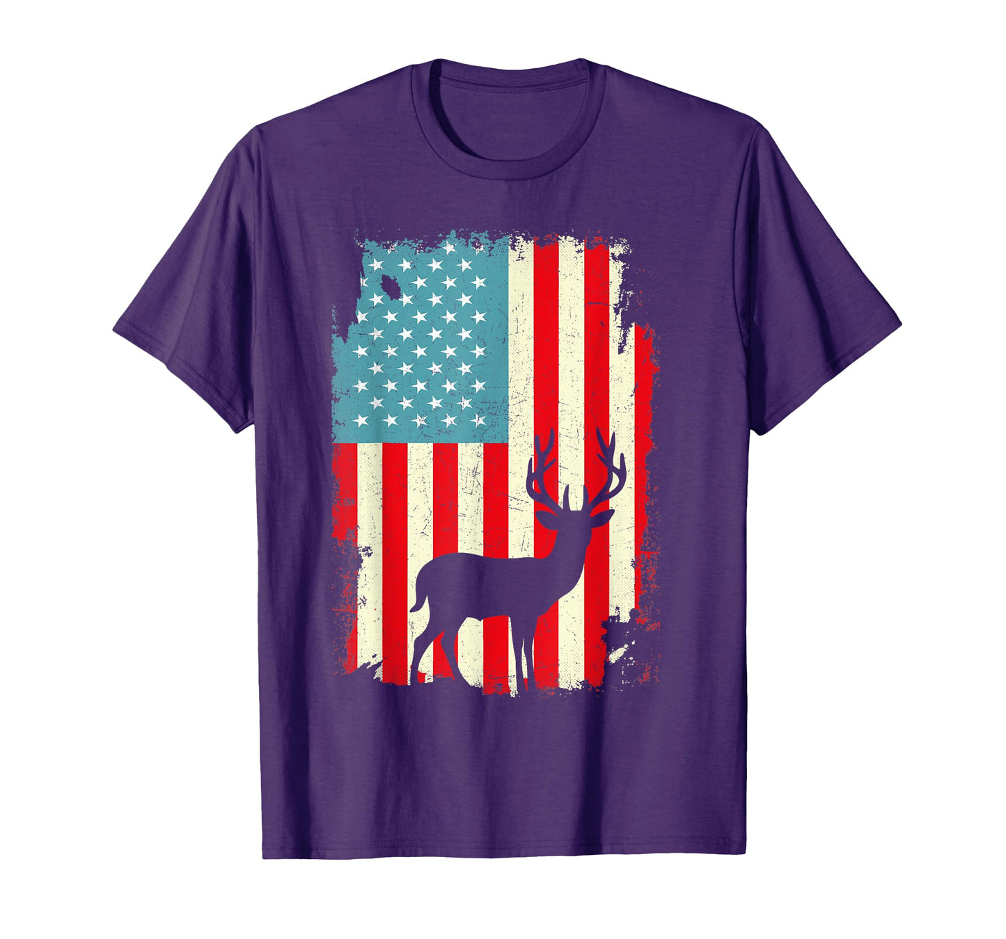 Patriotic Deer Hunting Whitetail Buck USA Flag 4th Of July T-Shirt for Women Men