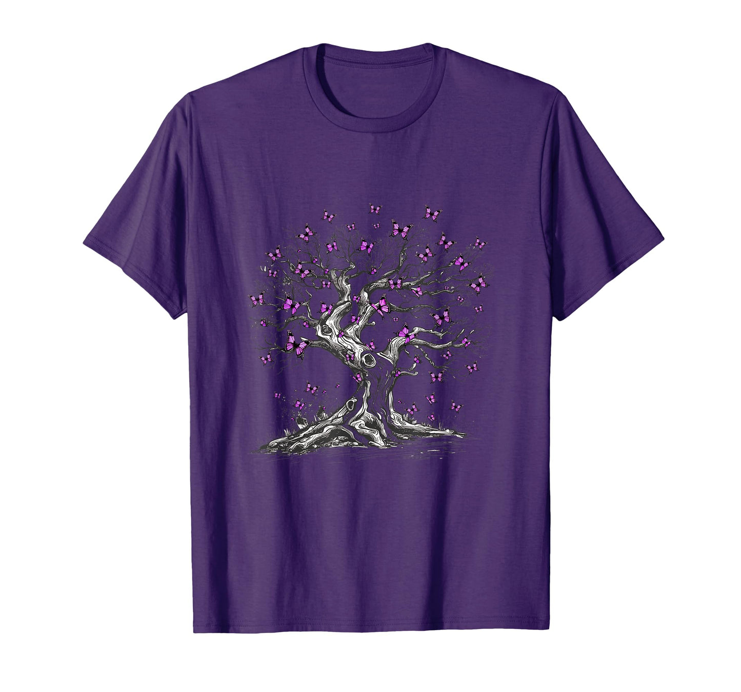 Animal Purple Butterflies Tree Nature Purple Butterfly T-Shirt