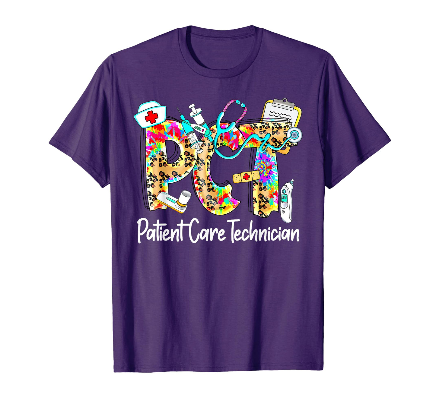 Retro Leopard PCT Patient Care Technician Medical Assistant T-Shirt