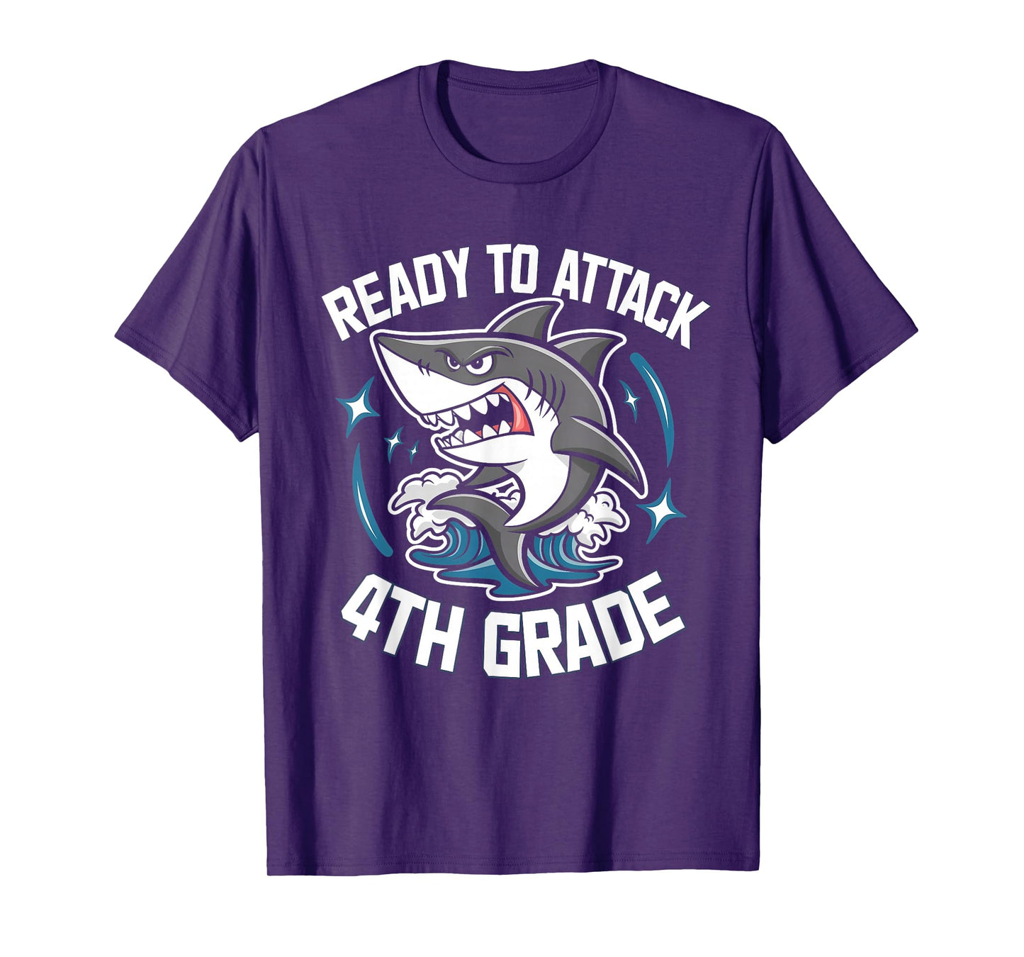 Ready To Attack 4th Grade Shark Funny Back To School Boys T-Shirt
