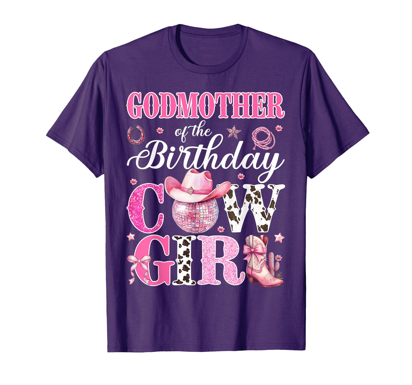 Cute Godmother Of Birthday CowGirl Rodeo Western Bday Party T-Shirt
