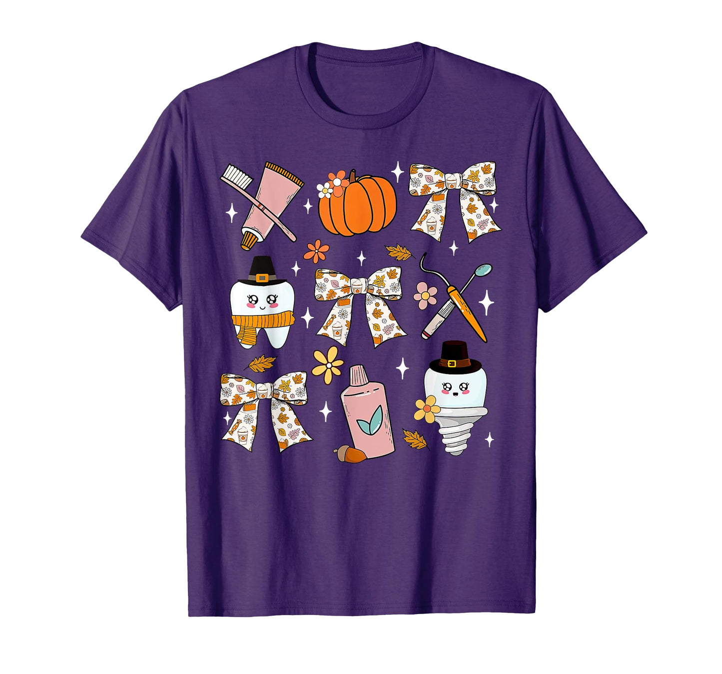 Coquette Bow Dental Squad Fall Autumn Dentist Assistant T-Shirt