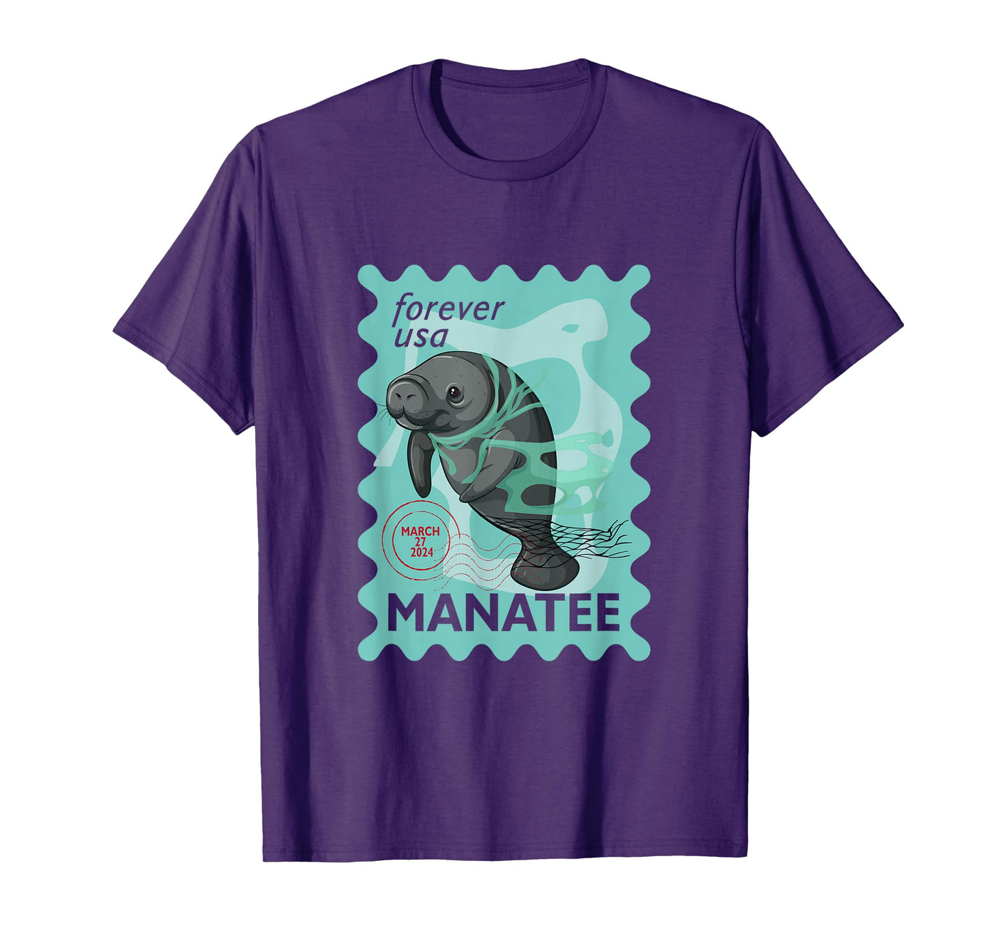 Manatee Stamp Wildlife Animal Manatee Lover Postal Worker T-Shirt