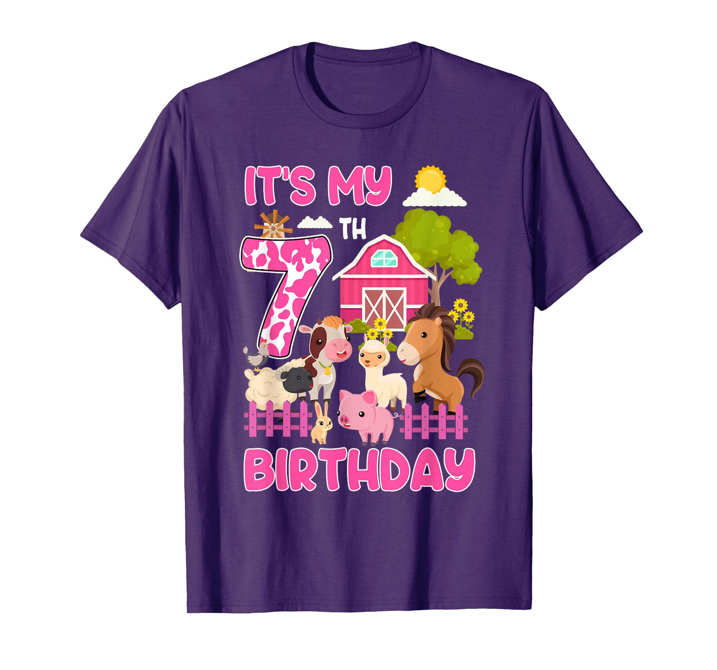 It’s My 7th Birthday Farm Animals 7 Year Old Girl Party T-Shirt