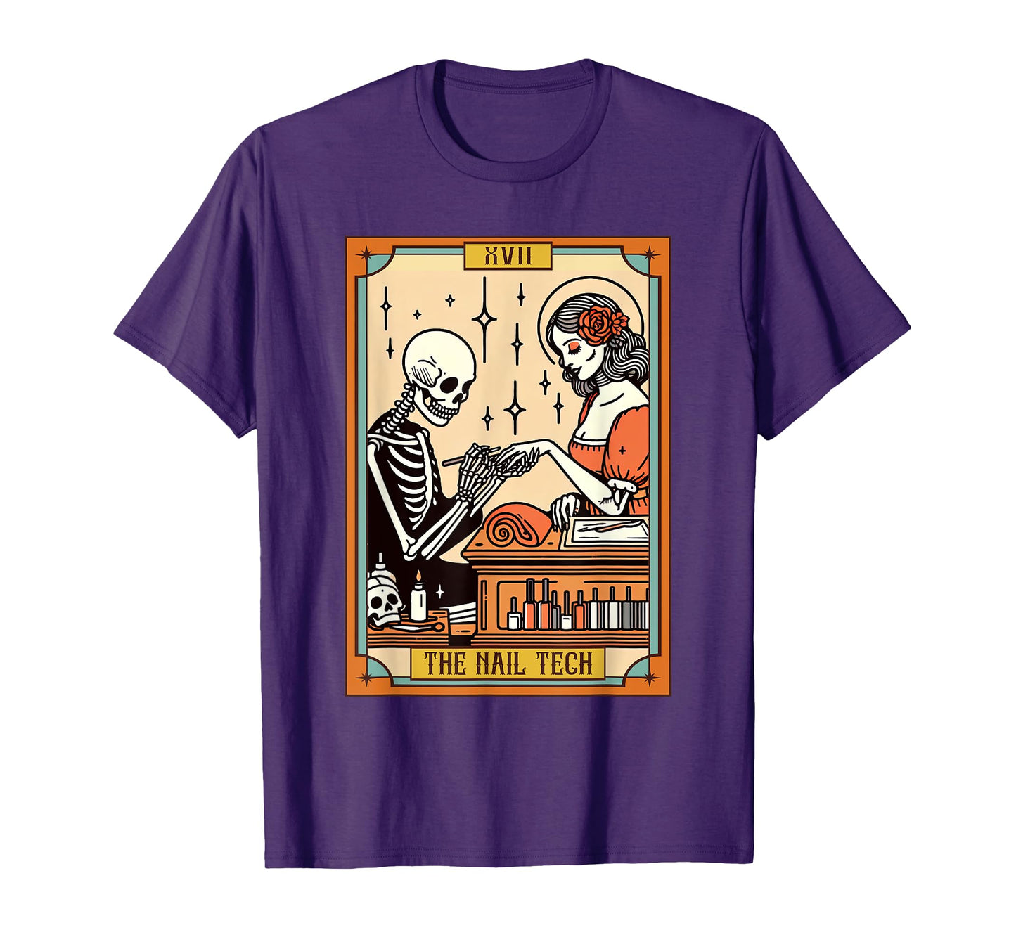 Funny Skeleton Nail Boss The Nail Tech Life Tarot Card T-Shirt