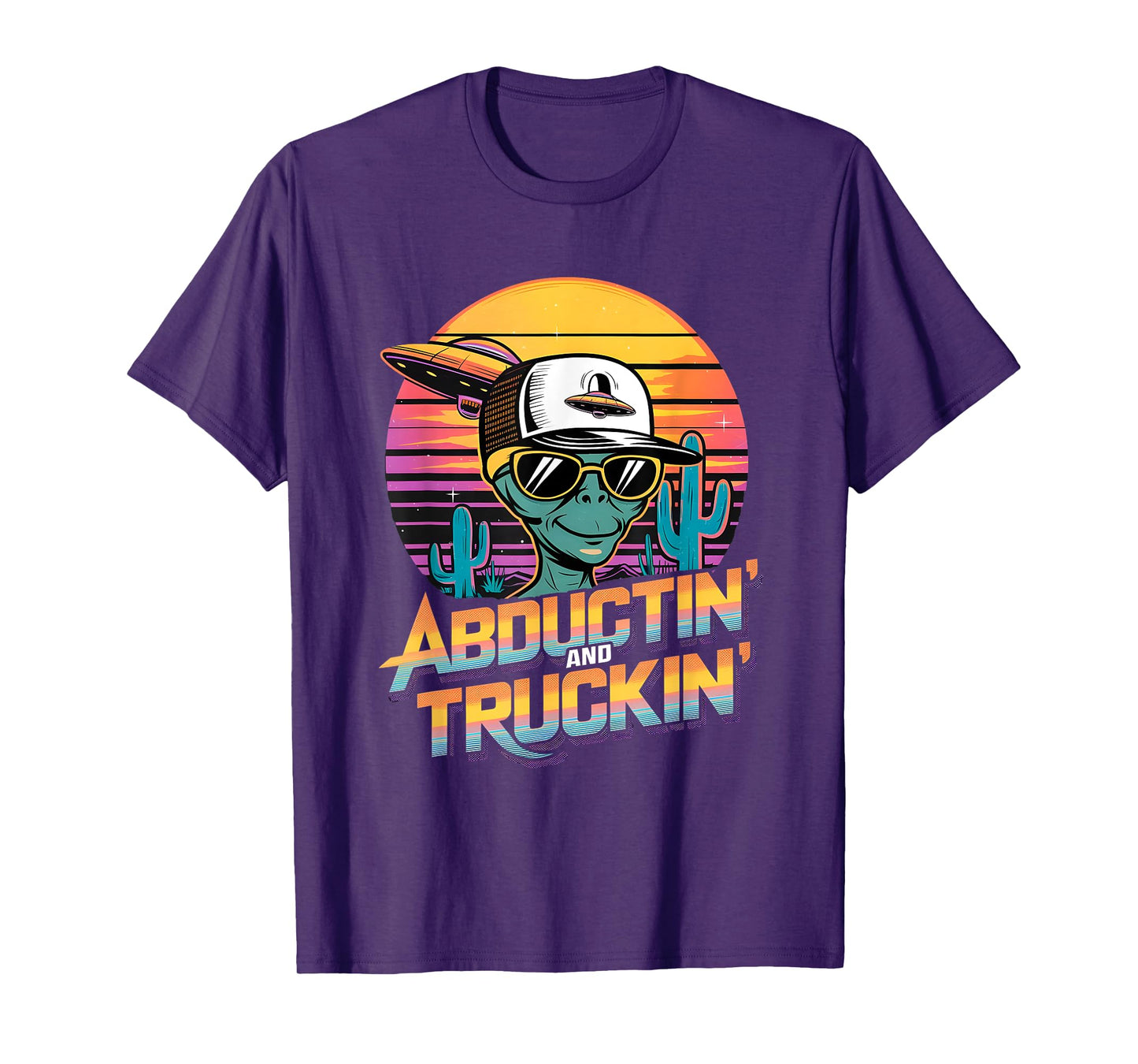Alien and UFO trucker design. Abductin' and Truckin' T-Shirt