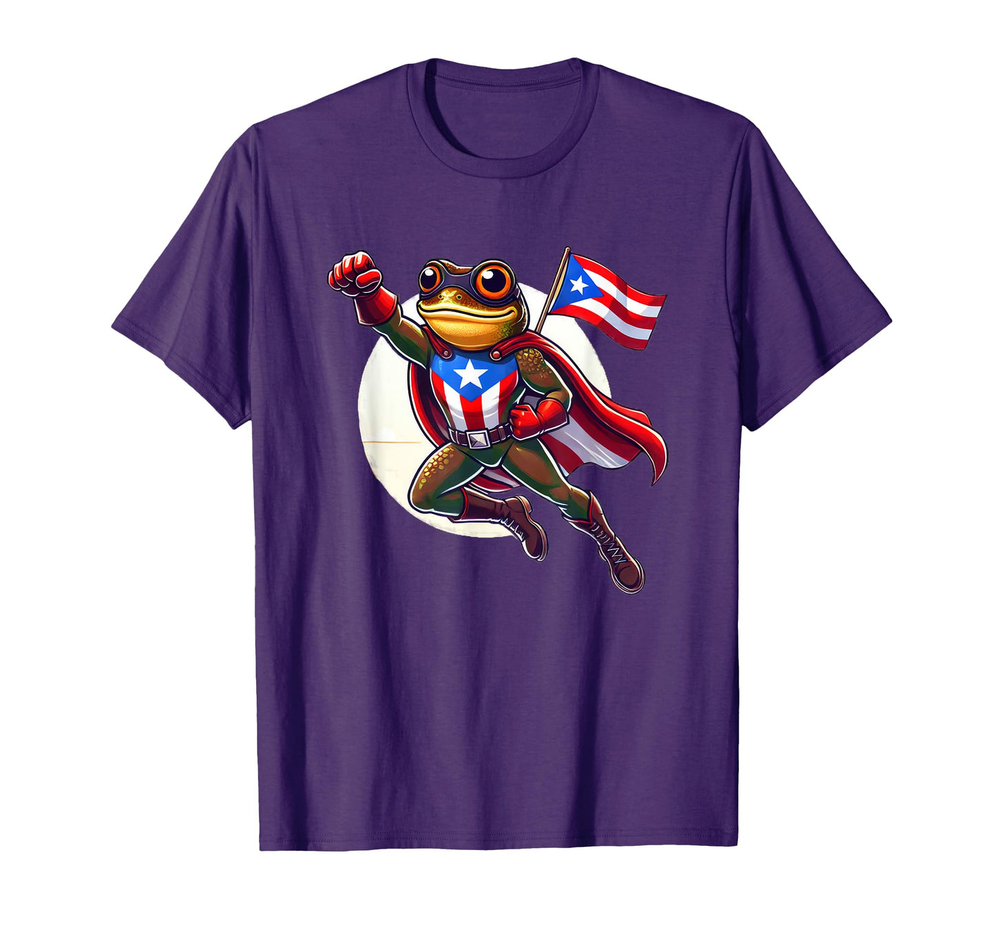 Boricua Superhero Coqui Flying Cape Puerto Rico Flag Boriken T-Shirt