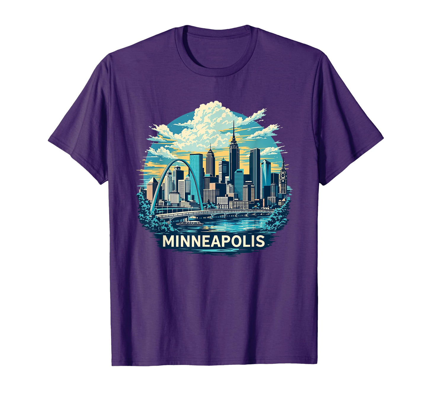 Vintage Minneapolis Minnesota Sunset Skyline Cityscape Retro T-Shirt