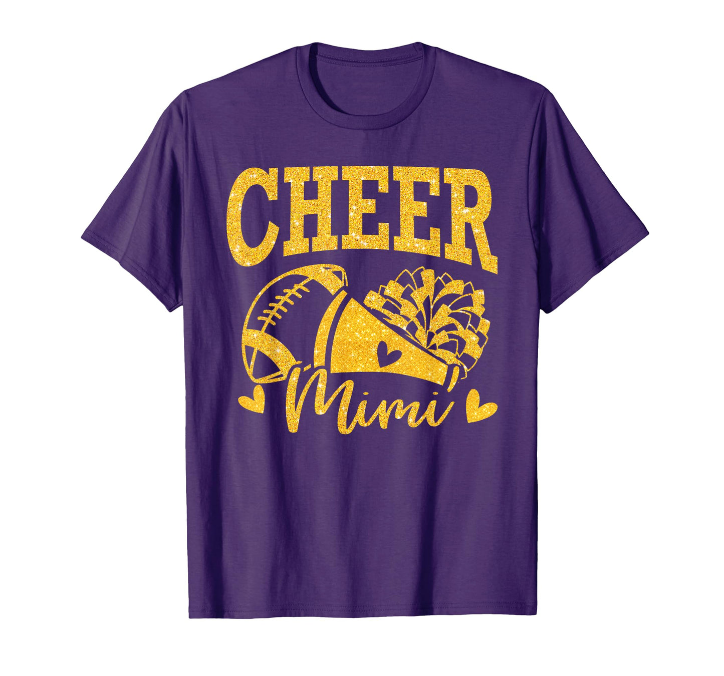 Cheer Mimi Biggest Fan Black Gold Pom Pom Mothers Day T-Shirt