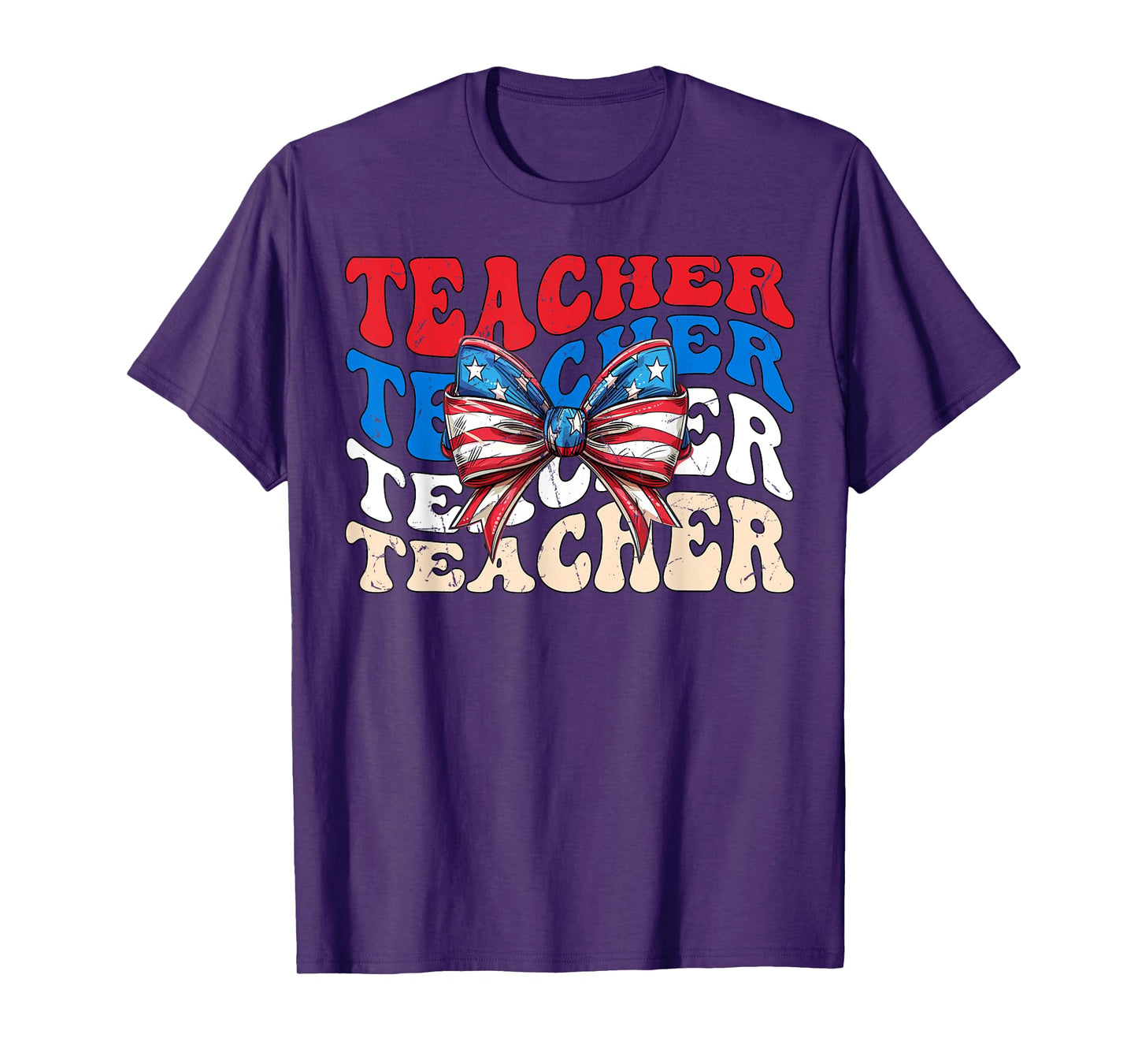 Groovy Teacher American flag 4th of July USA funny Teacher T-Shirt for Women Men