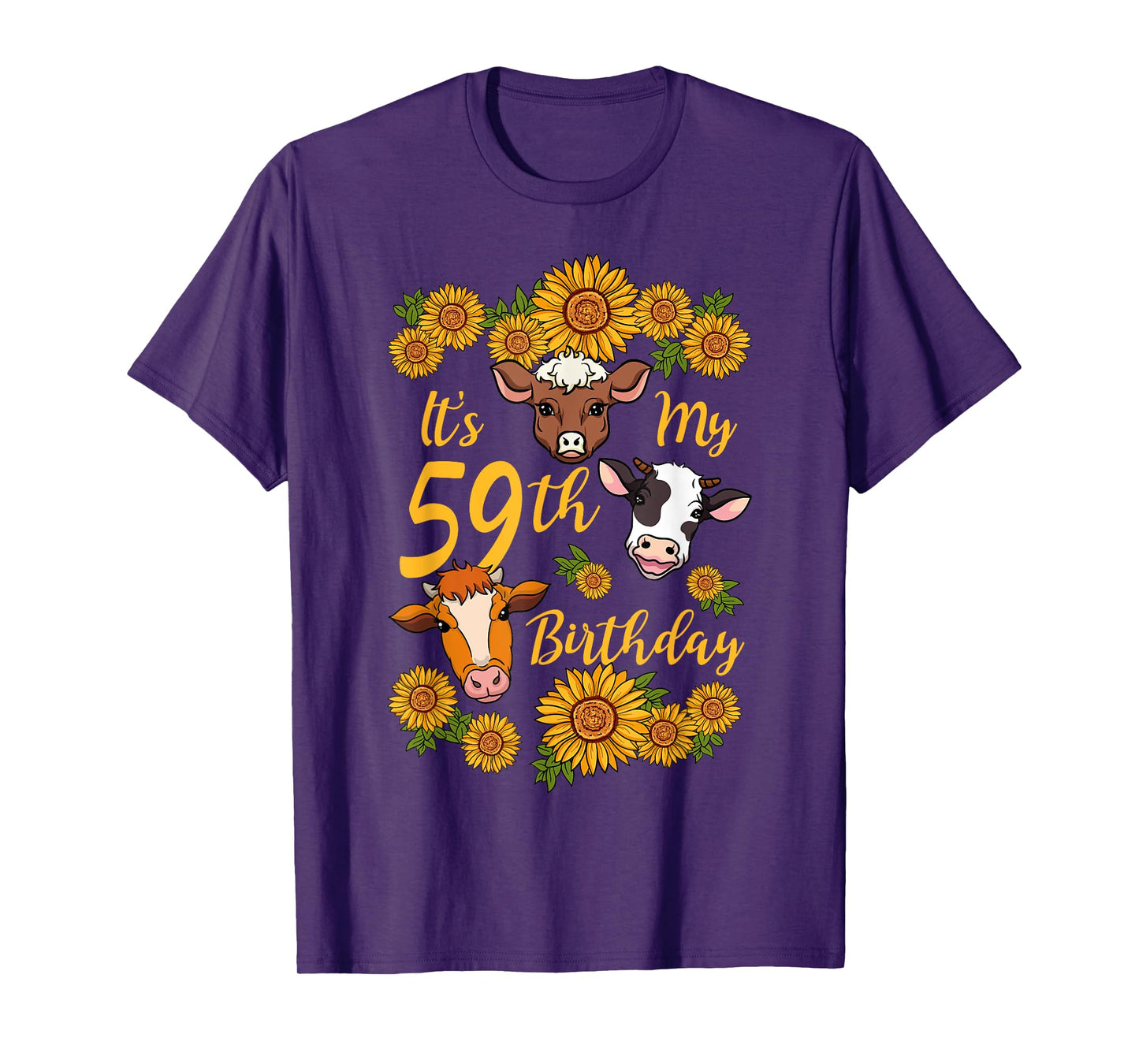 Cow 59th Birthday Party Sunflower Moo Farm Animal Barnyard T-Shirt