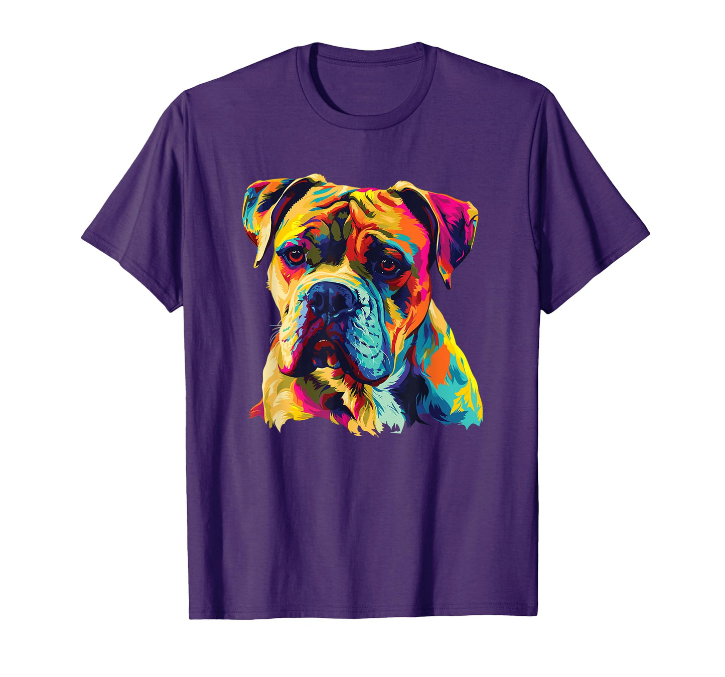 Watercolor Colorful American Bulldog Dog T-Shirt for Men Women Girls Kids