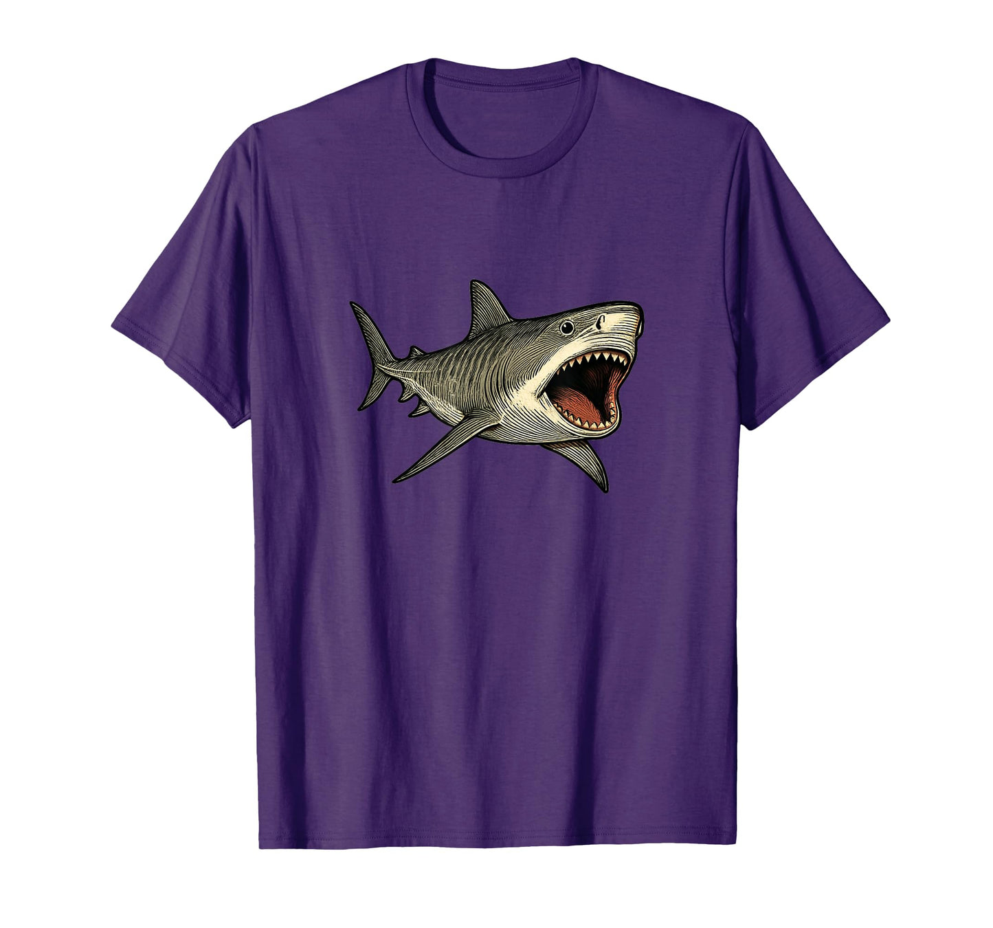 Tiger Shark with Open Mouth Ocean Design T-Shirt