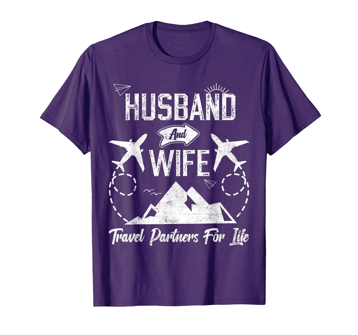 husband and wife travel partners for life for couples T-Shirt