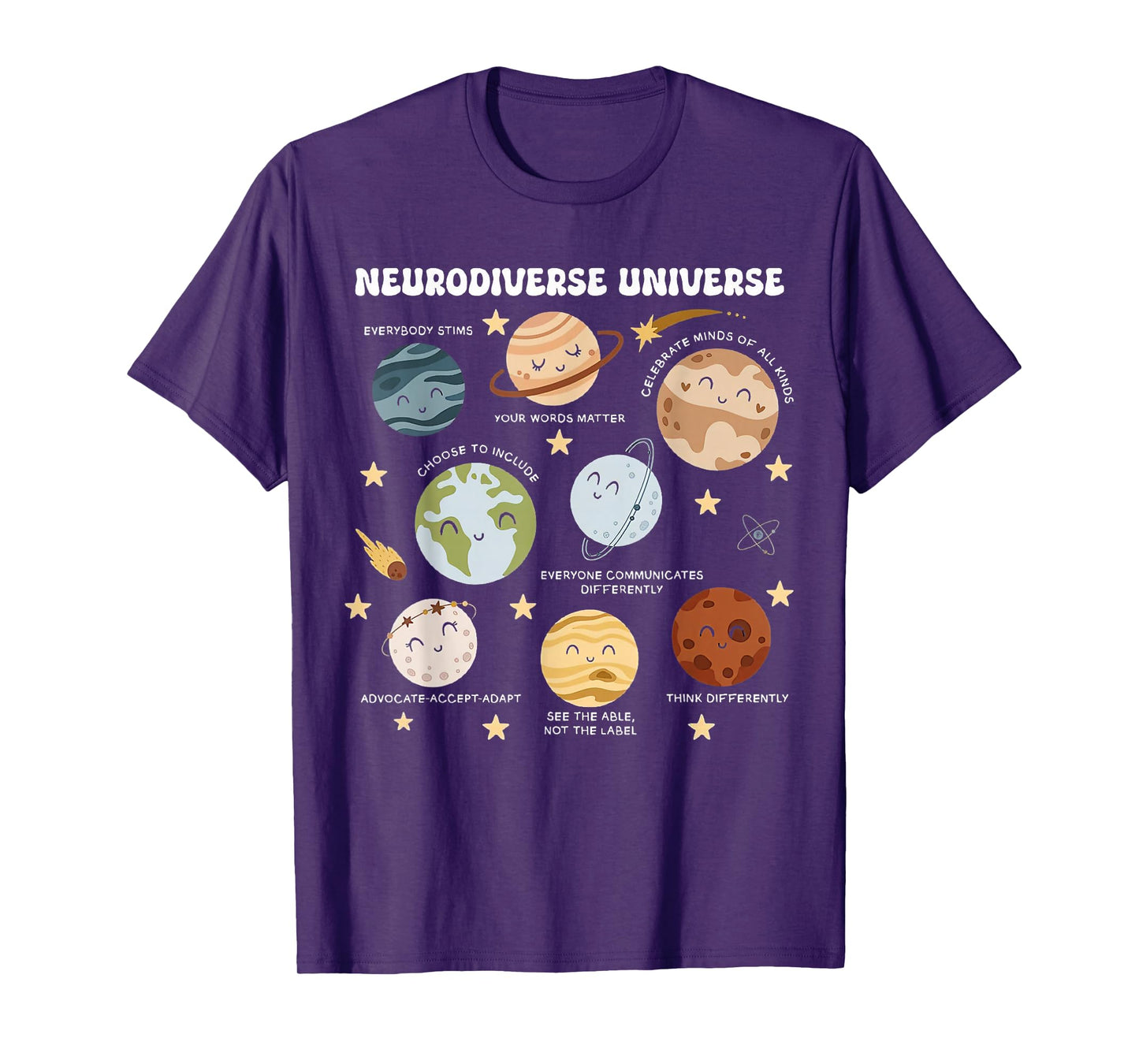 Neurodiverse Universe Space Planet Special Education Teacher T-Shirt