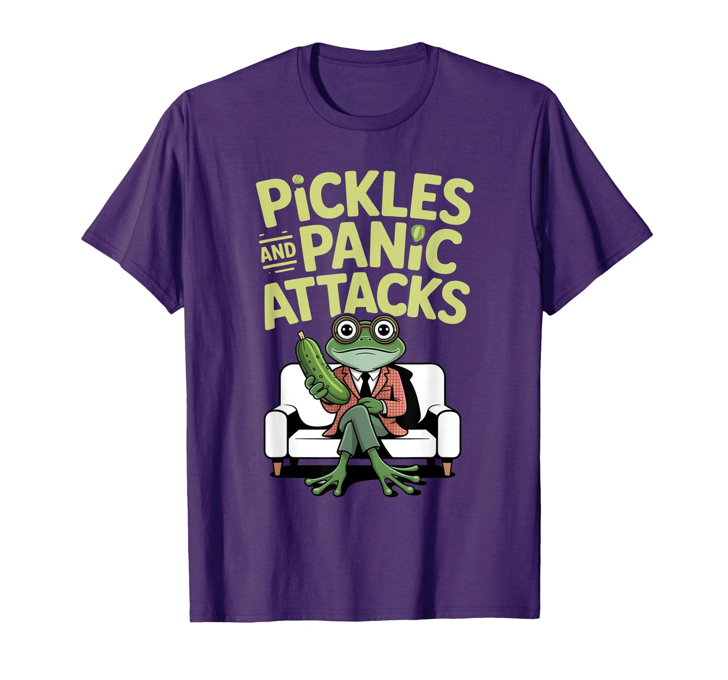 Pickles Panic Attacks Mental health Funny Frog Humor T-Shirt
