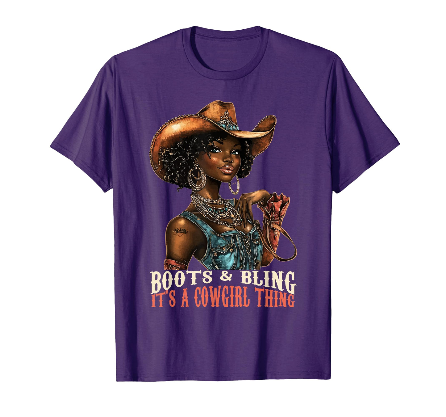 Boots and Bling it's Cowgirl Thing Western Country Melanin T-Shirt