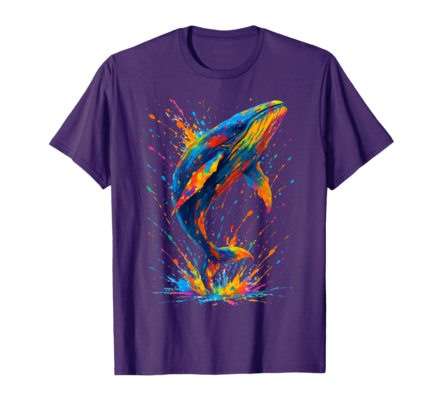 Colorful Whale Splash Ink Art Ocean Animal Whale lovers T-Shirt