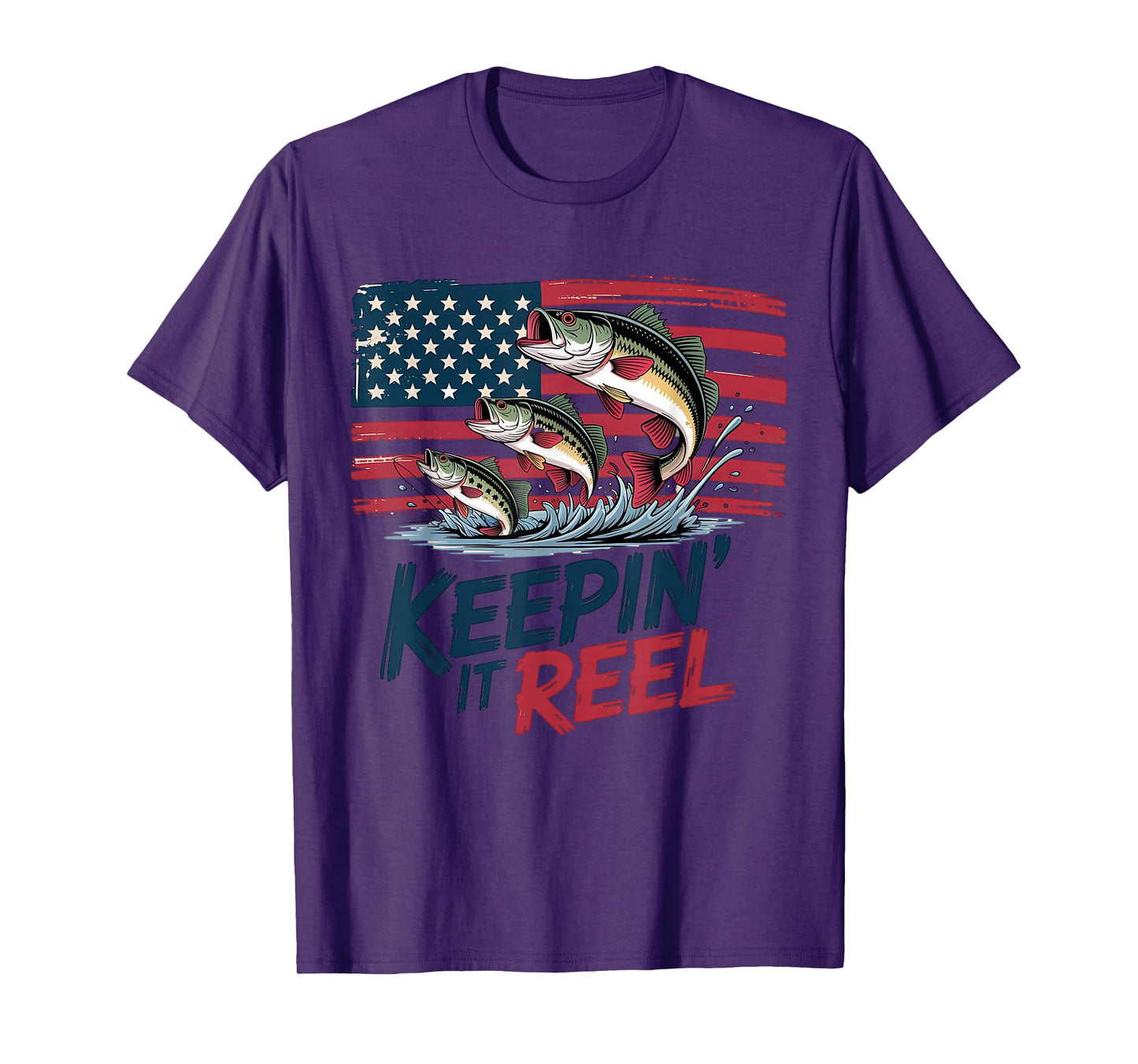 Keepin It Reel Bass Fishing American Flag - Patriotic Angler T-Shirt
