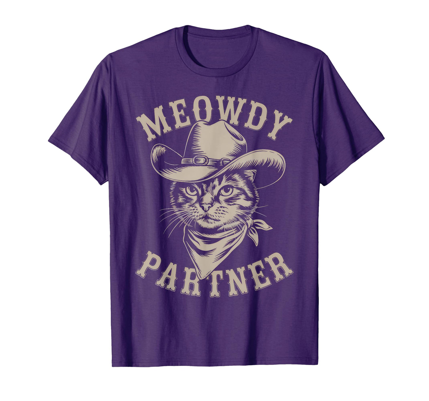 Meowdy Cat Funny Cowboy Western Graphic Cat Lady Cat Dad T-Shirt