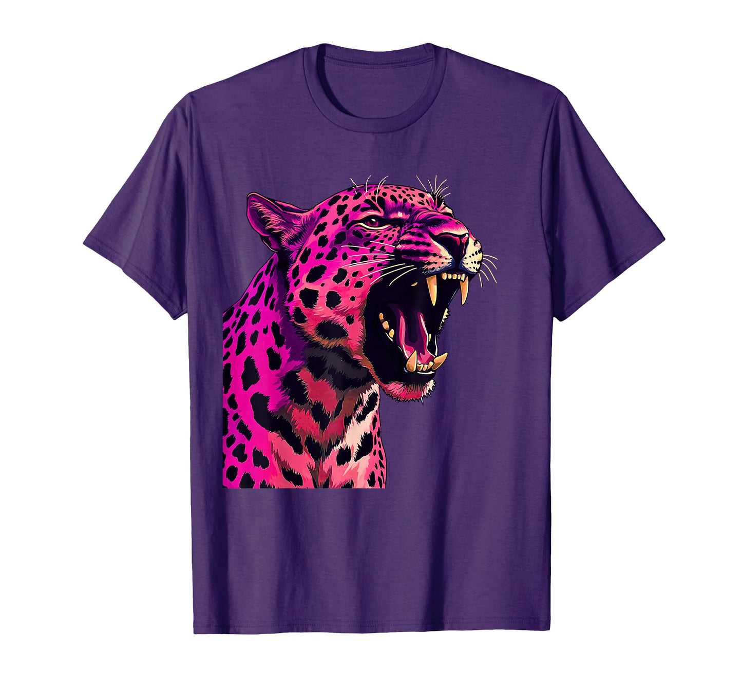 Pink Leopard Tiger Face Safari Animal Wildlife T-Shirt
