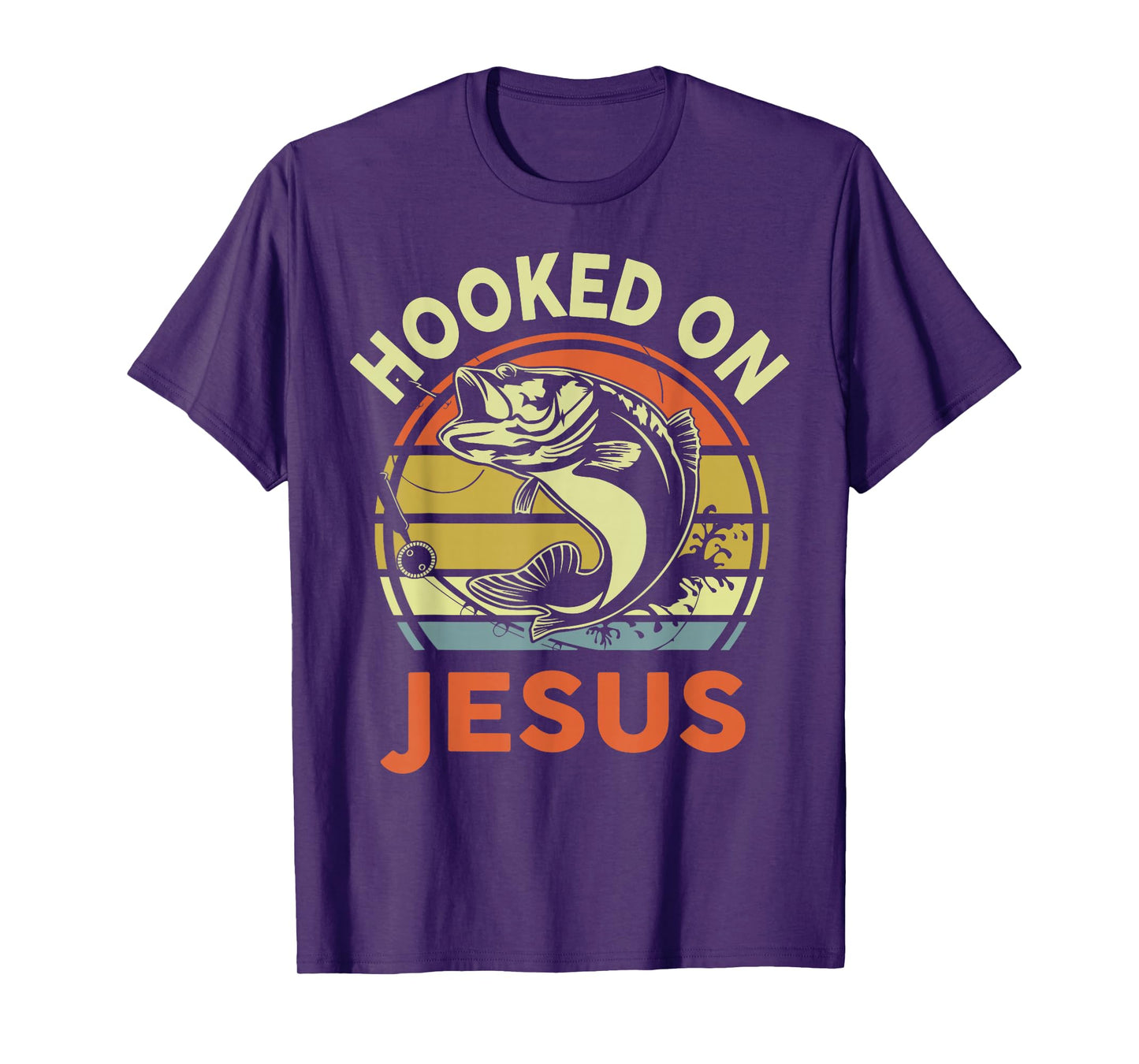 Hooked on Jesus Dad Fishing Gift Funny Fishing Christian T-Shirt
