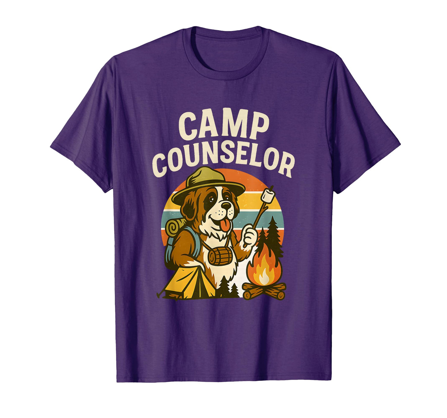 Camp Counselor Funny Dog Campfire Outdoor Design T-Shirt
