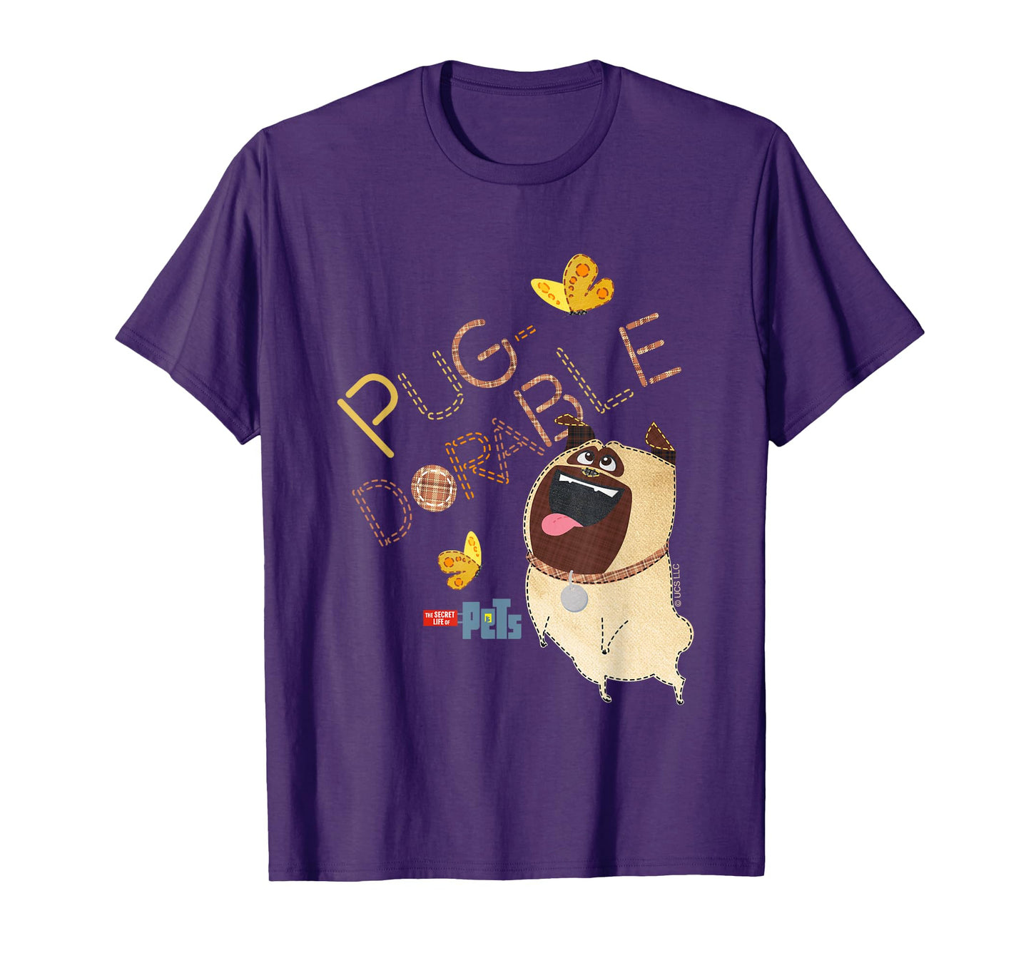 The Secret Life Of Pets Pug Dorable Playing Big Chest Poster T-Shirt