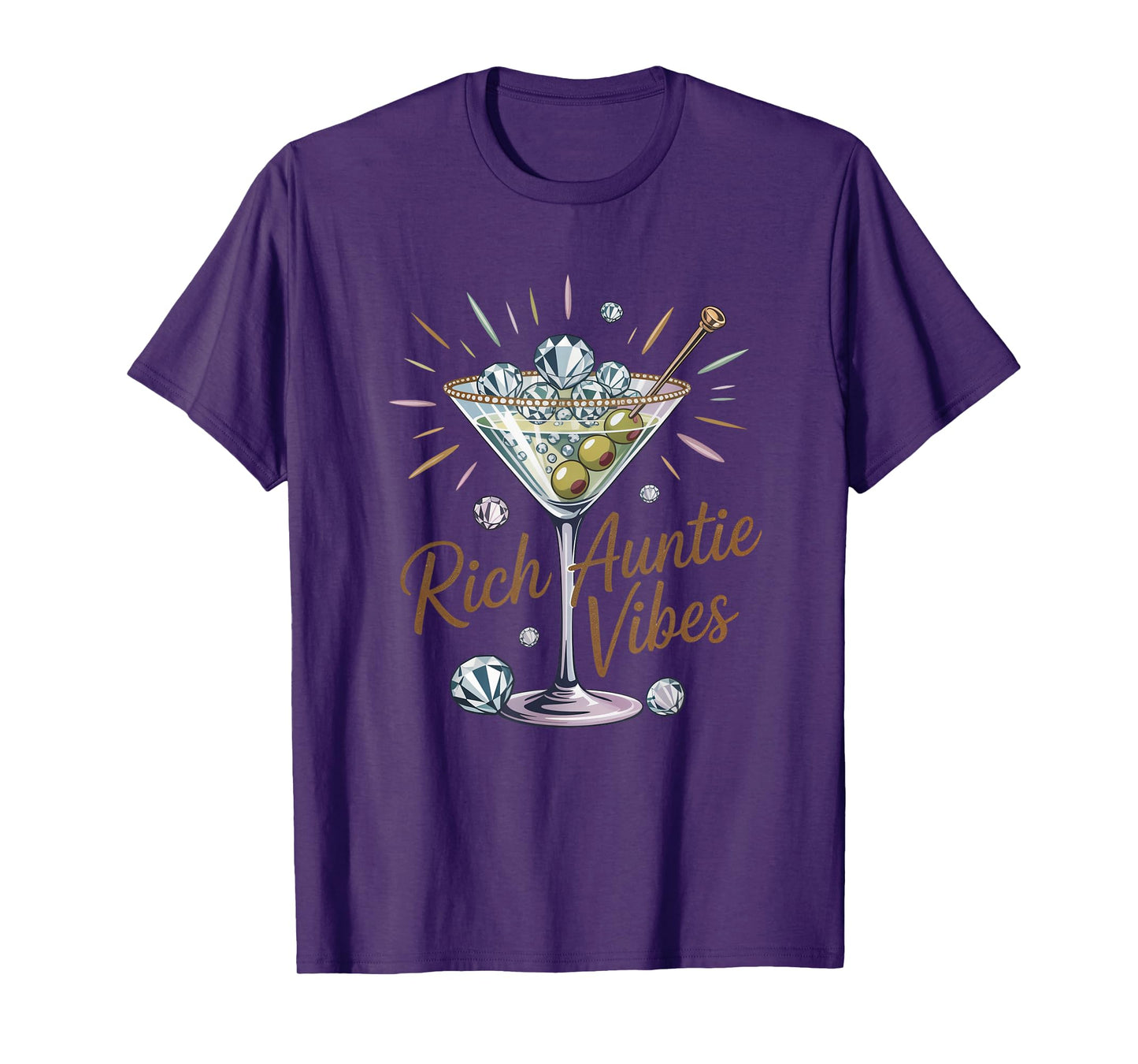 Rich Auntie Vibes Glam Funny Luxe Diamond Martini T-Shirt