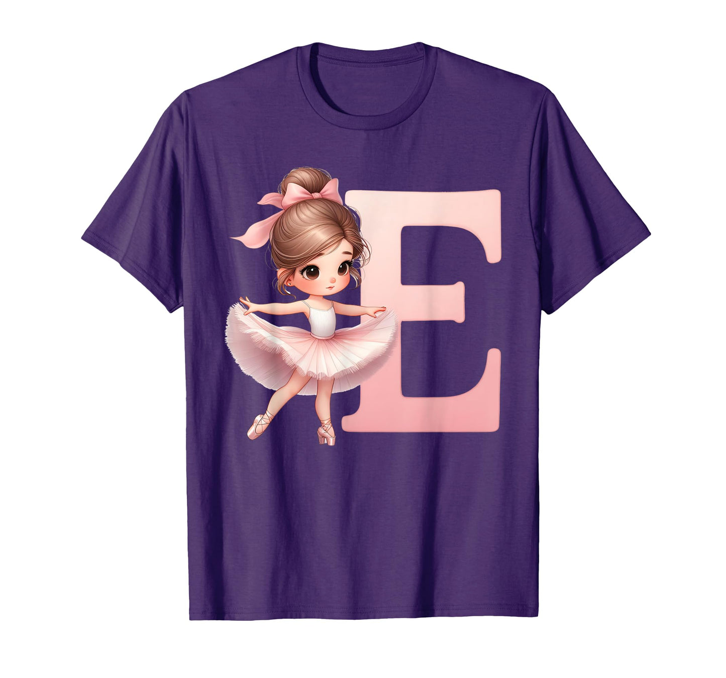 Ballerina Girl Dancing Name First Letter E Girly Tutu Ballet T-Shirt