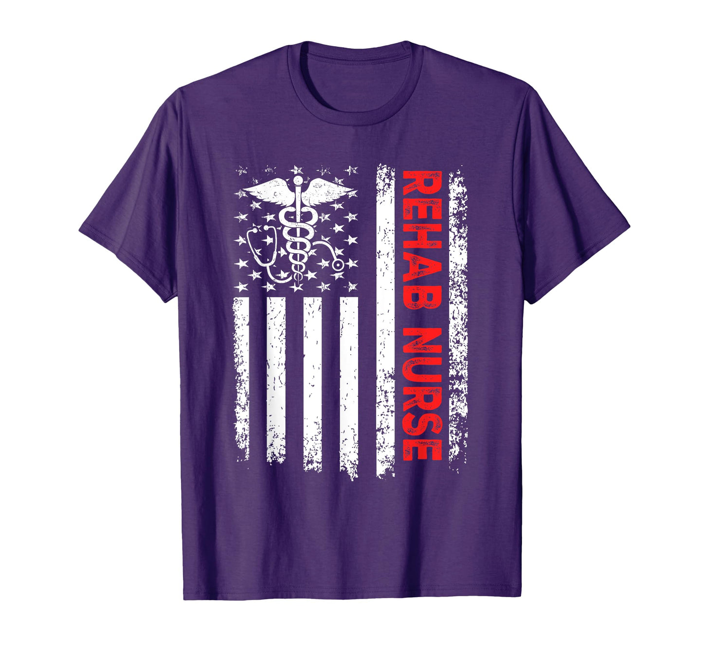 Rehab Nurse American Flag Patriotic Rehab Nurse 4th Of July Women Men T-Shirt