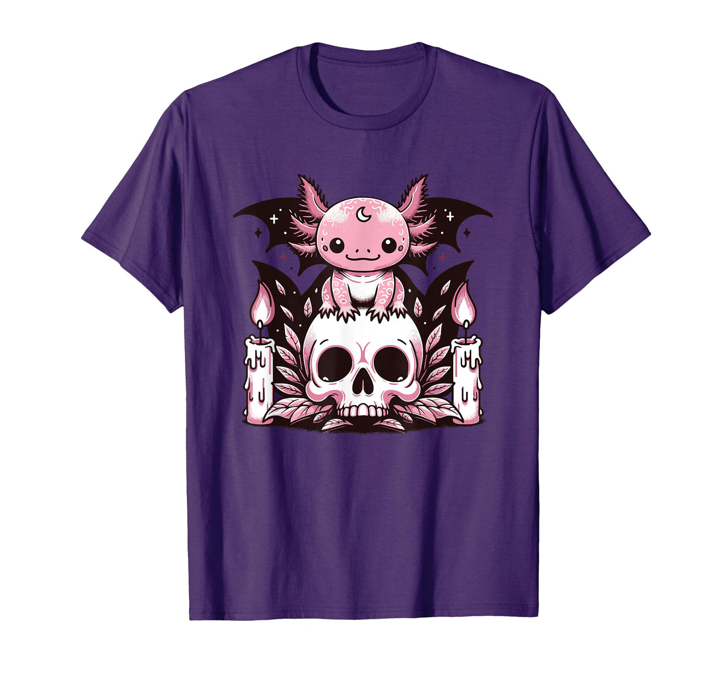 Kawaii Pastel Goth Cute Creepy Axolotl Bat Skeleton T-Shirt
