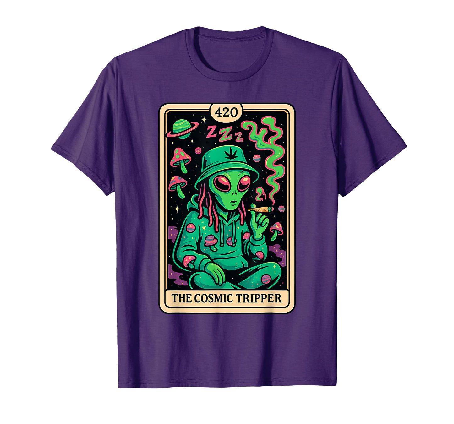 Cosmic Tripper Alien 420 Stoner Psychedelic Weed Space Vibe T-Shirt