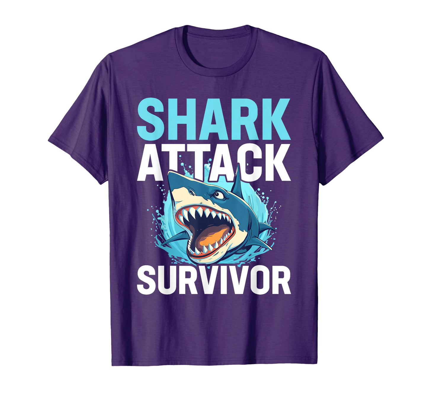 Shark Attack Survivor Men Women Shark Bite Vintage T-Shirt