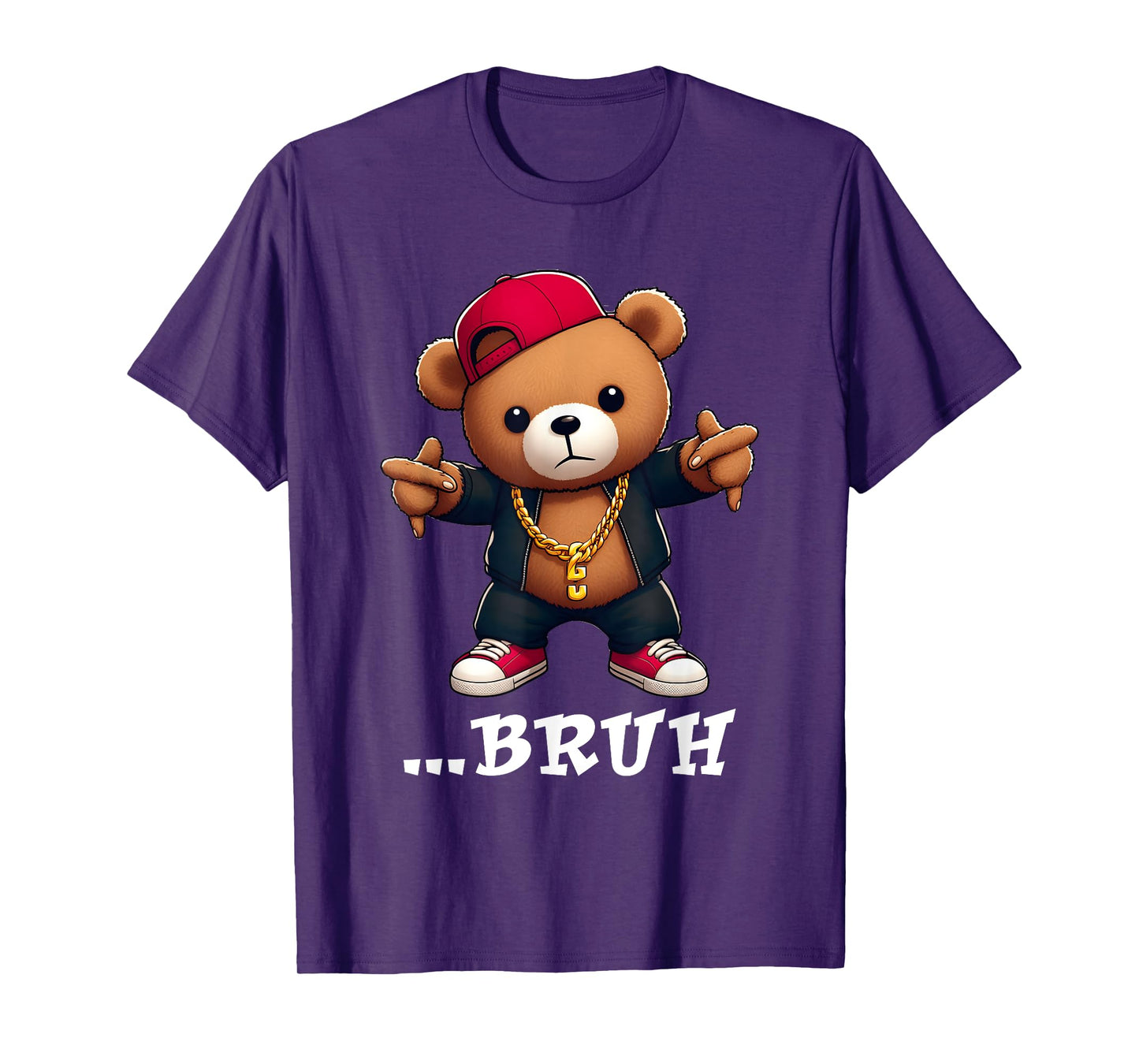 Bruh Meme Hip Hop Teddy Bear Life Street Style Teenager T-Shirt