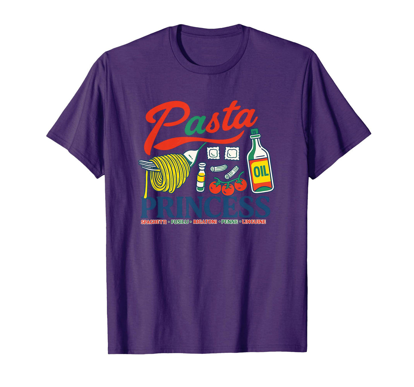 Pasta Princess Retro Foodie Doodle Art Design T-Shirt