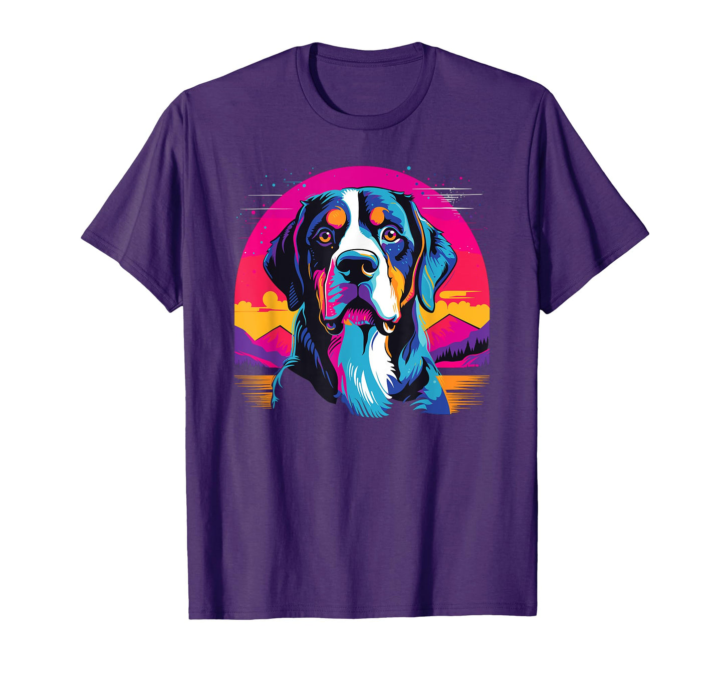 Watercolor Colorful Greater Swiss Mountain Dog T-Shirt for Men Women Kids