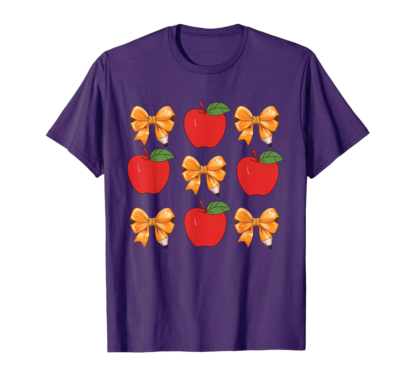 Teacher Coquette Pencil Bow And Apple Teacher Appreciation T-Shirt for Men Women Girls Kids