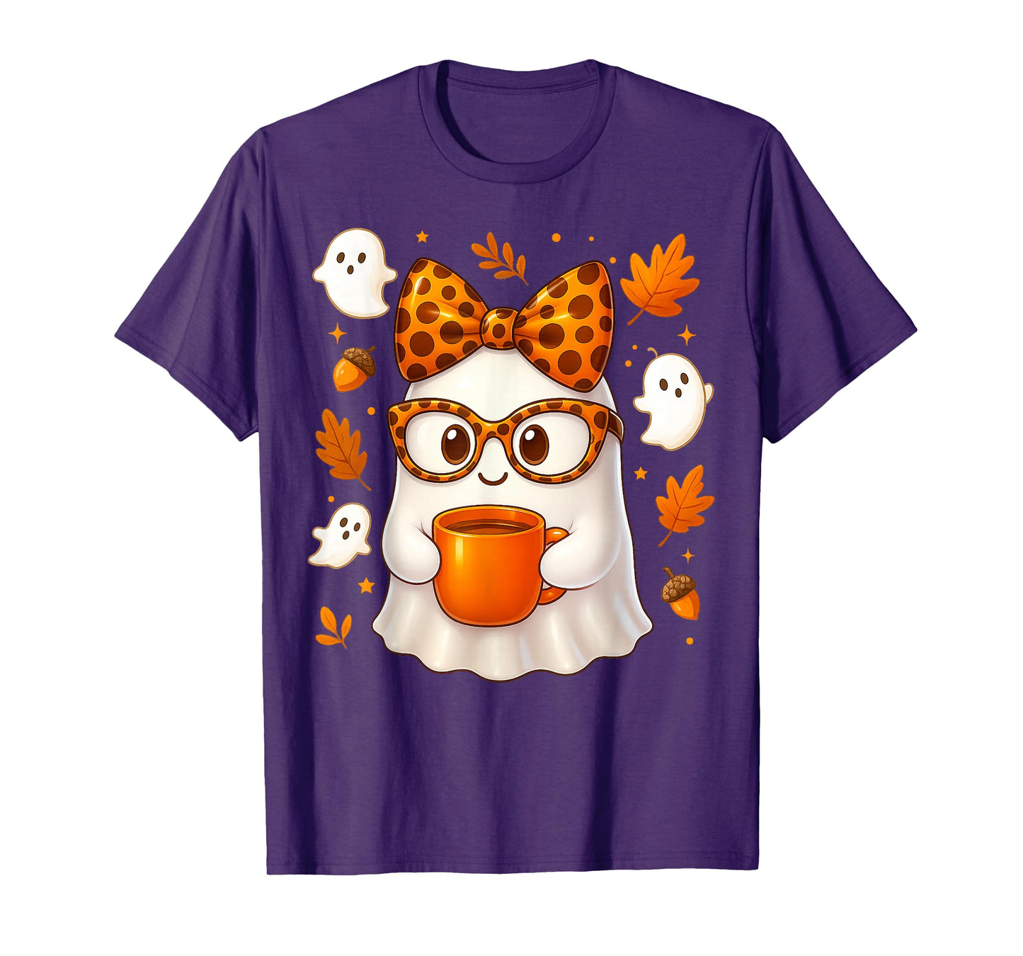 Cute Boo Ghost Coffee Pumpkin Spice Fall Autumn Women Girl T-Shirt