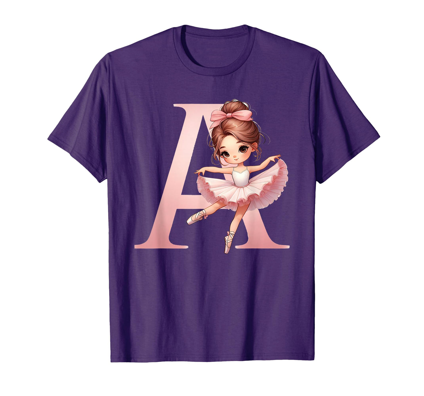 Ballerina Girl Dancing Name First Letter A Girly Tutu Ballet T-Shirt