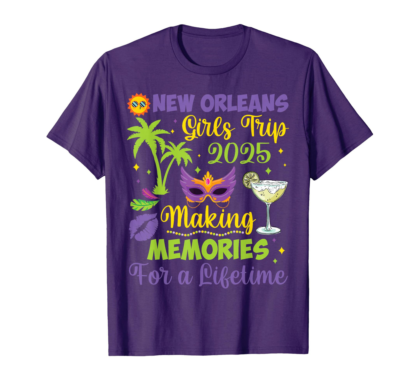 B3Shop Happy Mardi Gras Day To Me You New Orleans Girls Trip 2025 Making Memories for a Lifetime Unisex-Adults Black Small Modern Round Neck Short Sleeve T-Shirt