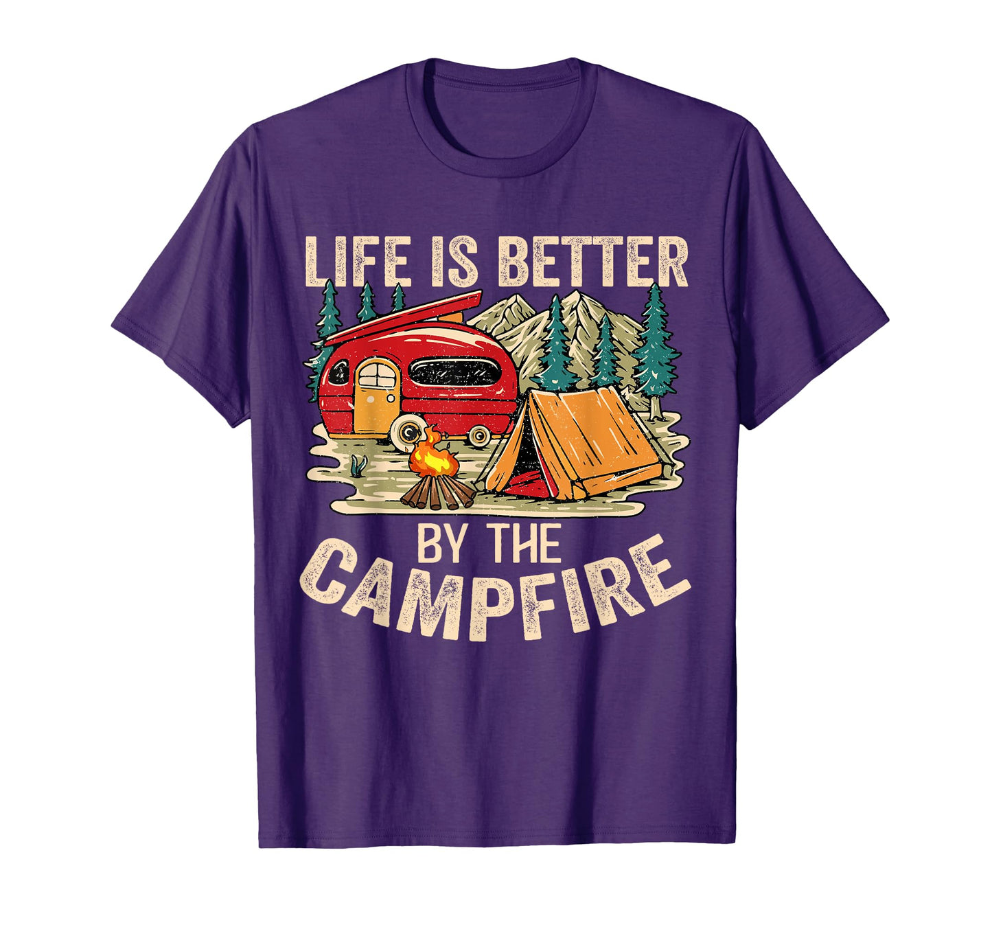 Vintage Retro Life is Better Around The Campfire Camping T-Shirt