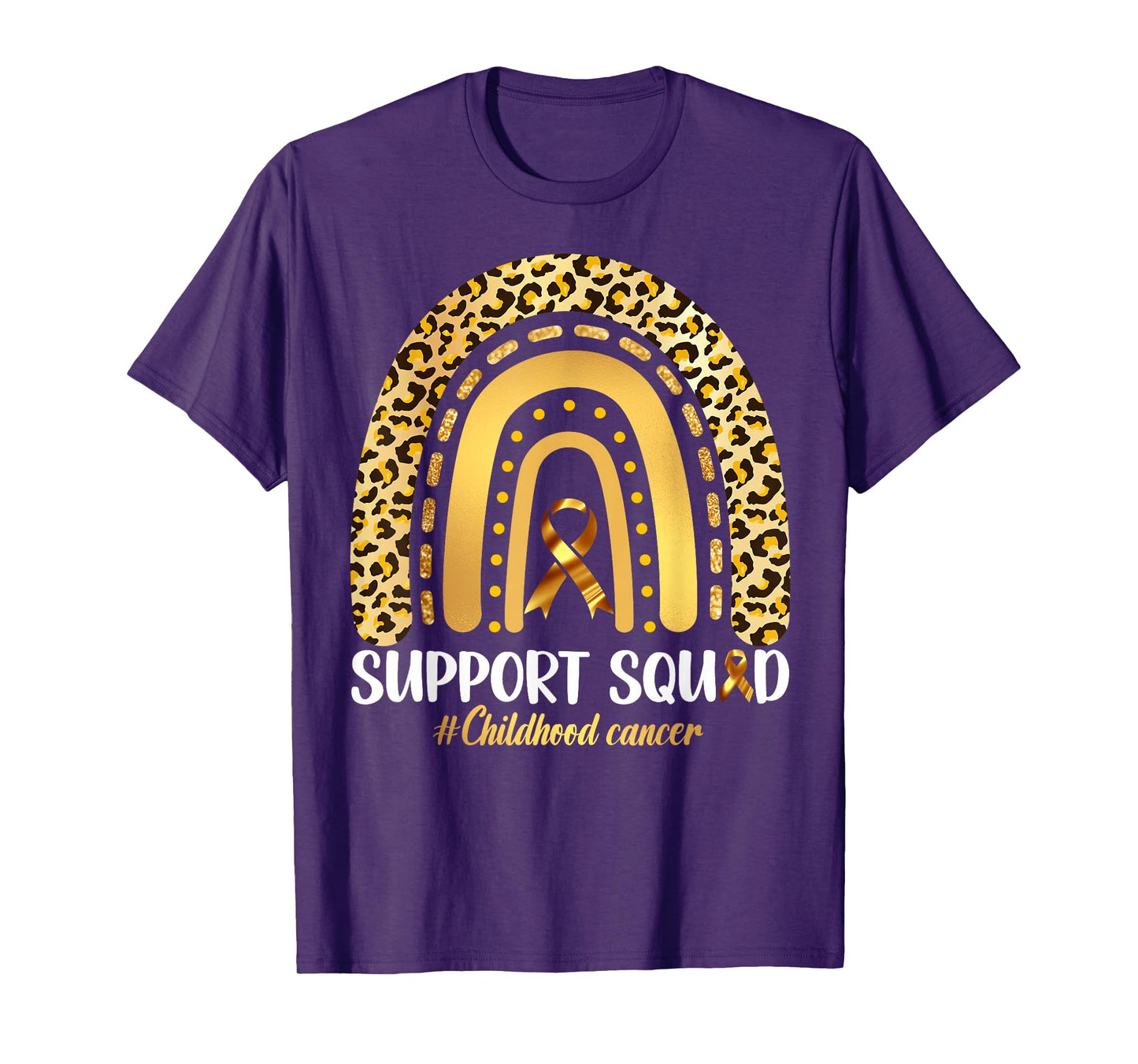 Support Squad Gold Ribbon Childhood Cancer Awareness Rainbow T-Shirt