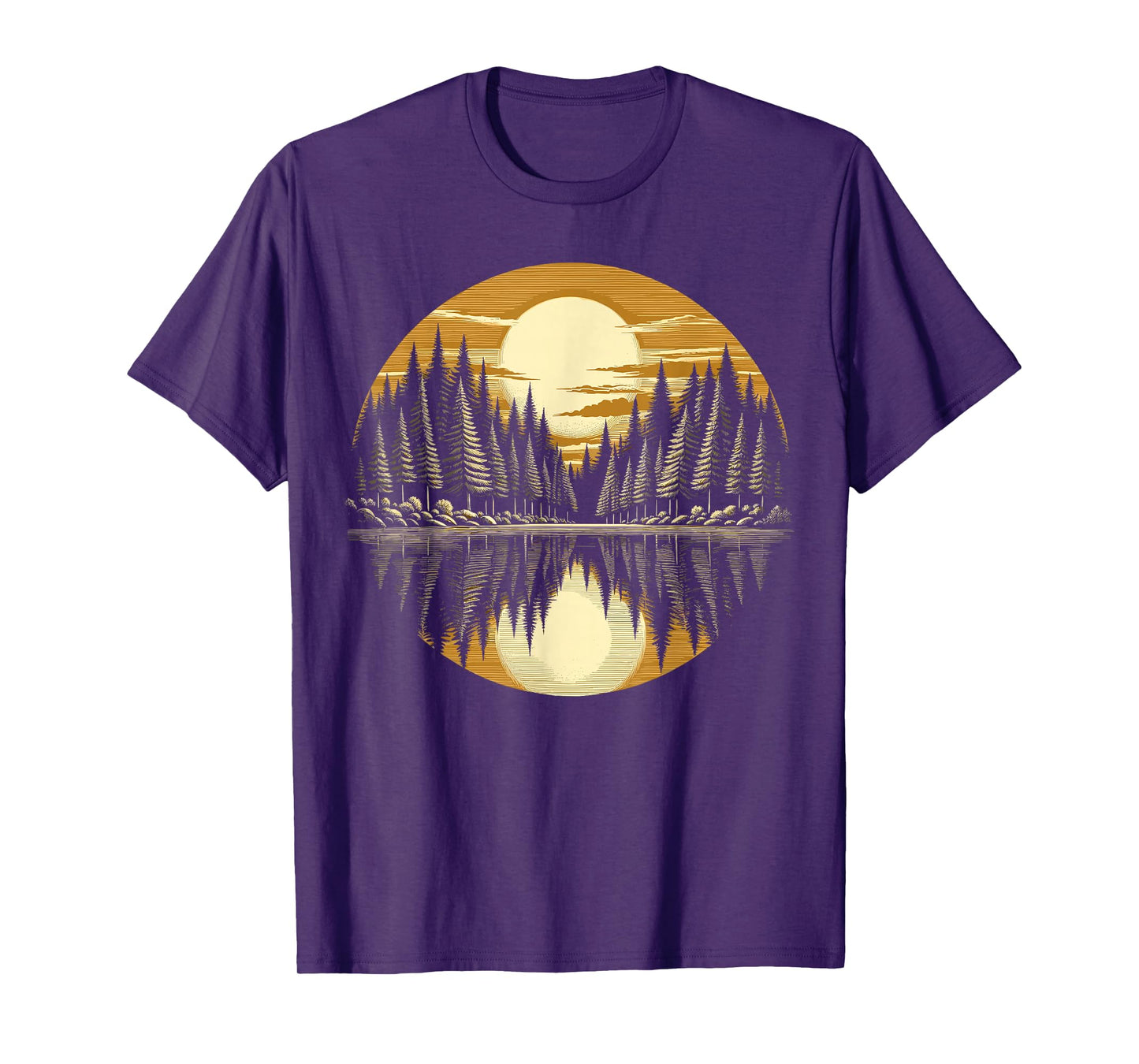 Nature Reflection Retro Forest Trees Outdoor Wildlife T-Shirt