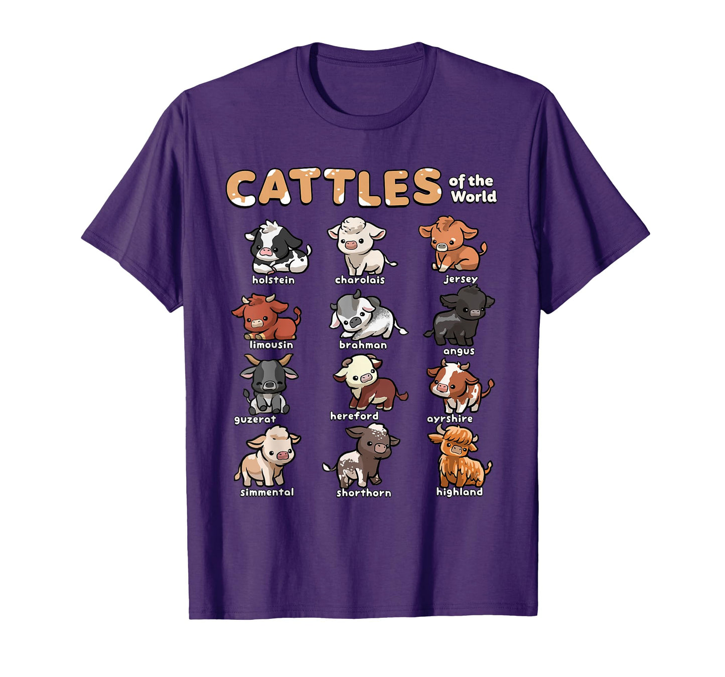 Cattles Animals of the World Cattle Farmer Rancher Cow Lover T-Shirt