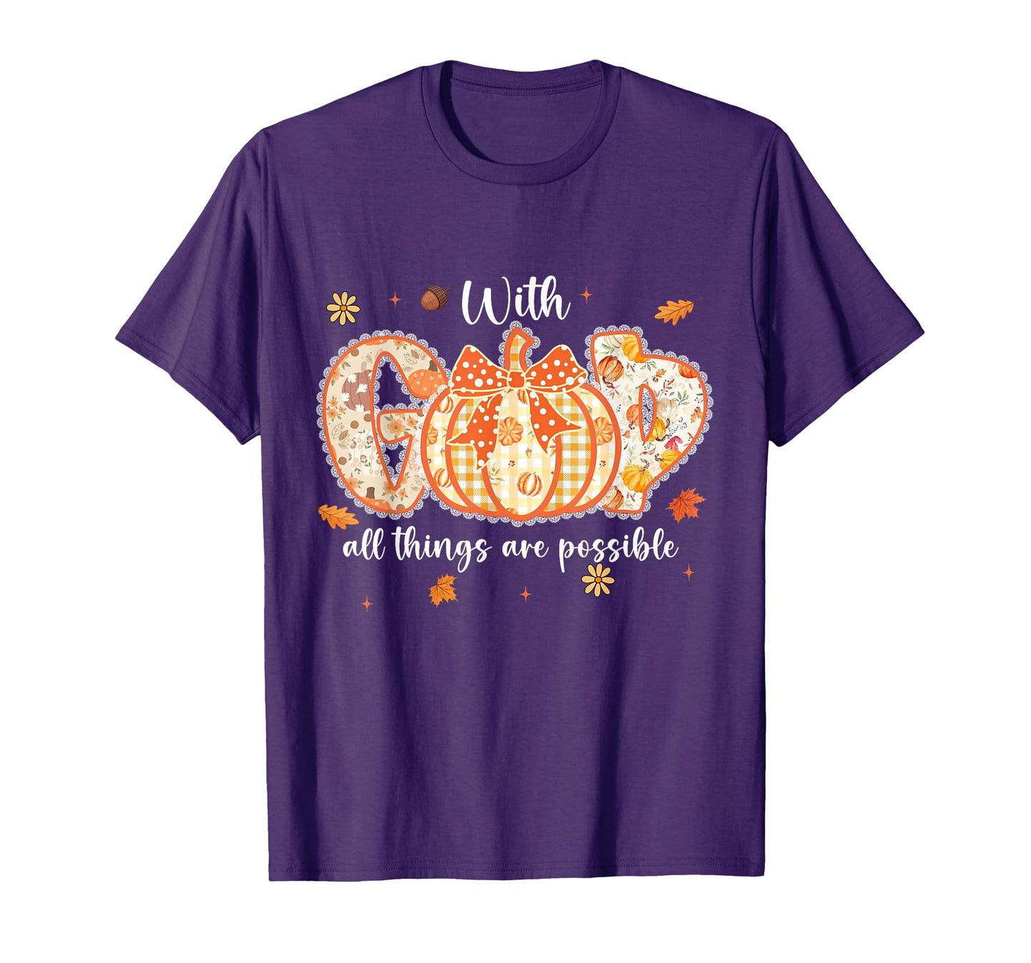 with-God All Things are Possible Fall Christian Pumpkin T-Shirt