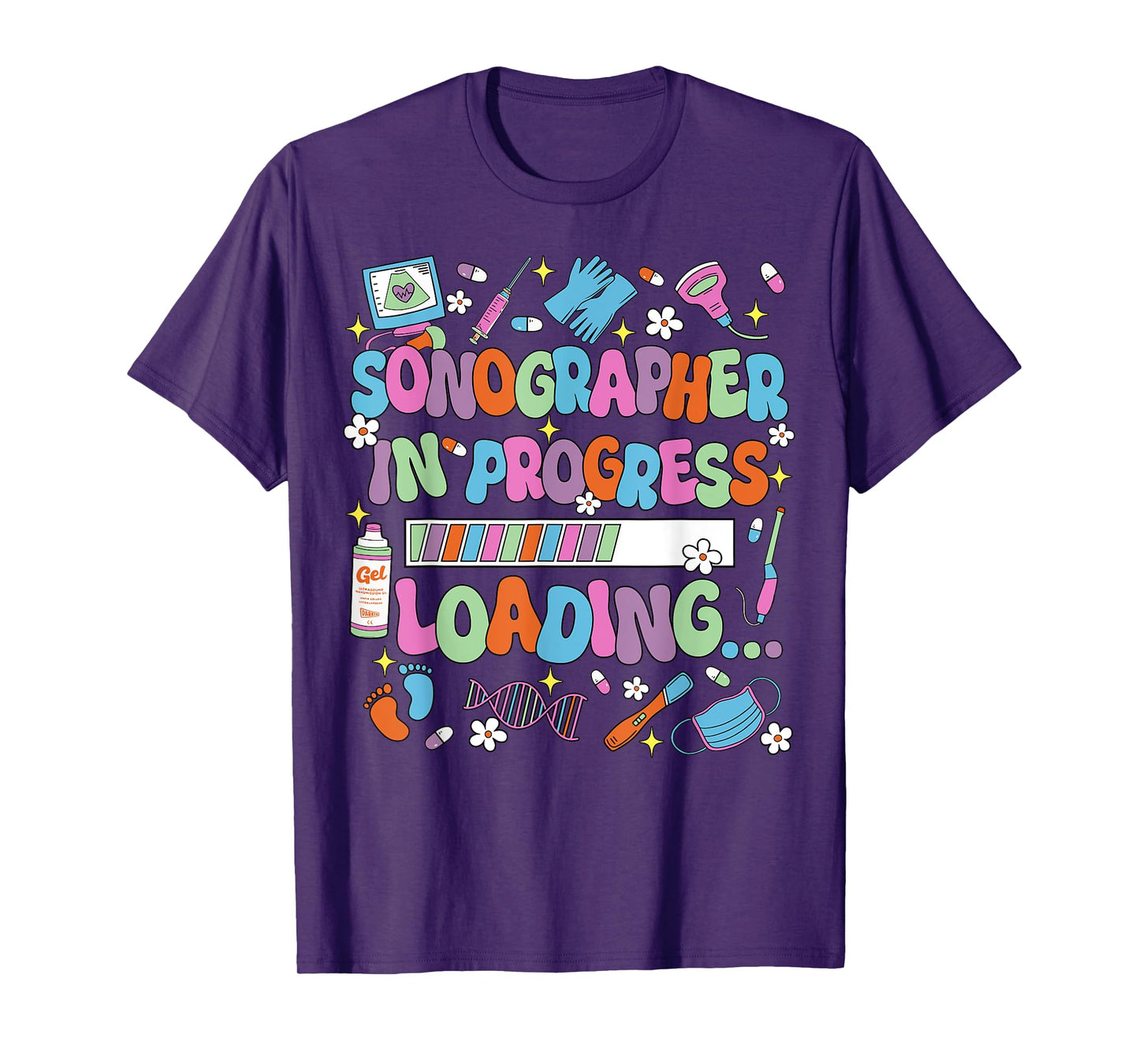 Sonographer In Progress Loading Sonography Ultrasound Tech T-Shirt